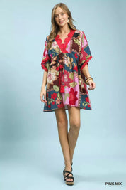 UMGEE Abstract Print V-Neck Mini Dress **FALL DEBUT SALE** on Simply Obsessed