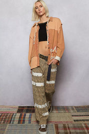 POL Button Down Hooded Jacket with with Star Patch Pattern on Simply Obsessed