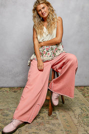 POL Lace Detail Floral V-Neck Tank on Simply Obsessed