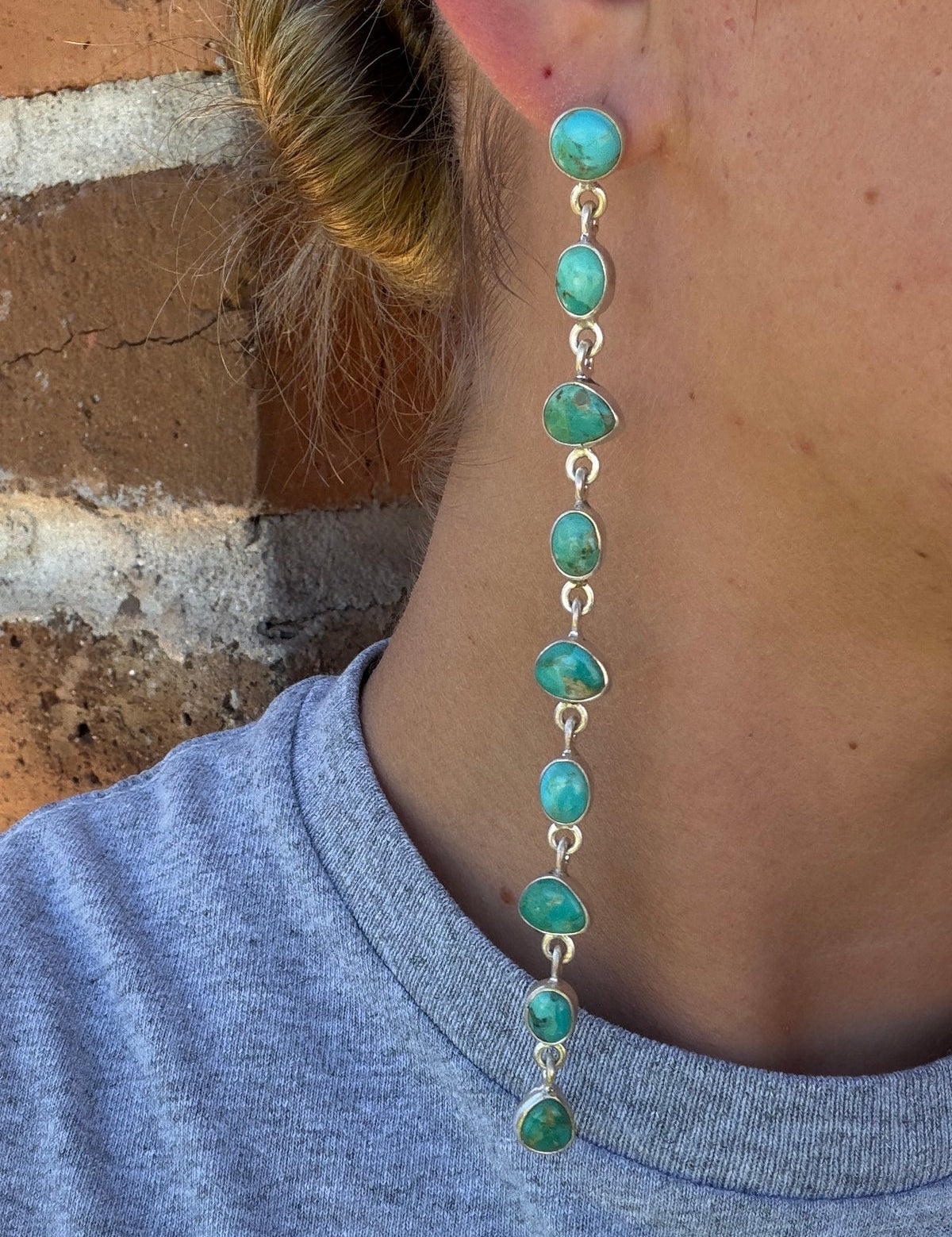 NIZHONI Handmade Honky Tonk Royston Turquoise and Sterling Silver Dangles **SALE** on Simply Obsessed