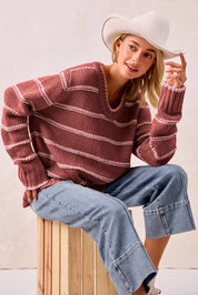 BIBI Striped Long Sleeve Sweater on Simply Obsessed