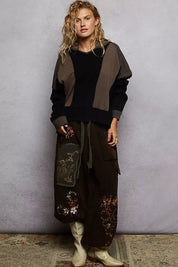 POL Color Block Waffle Knit Raw Hem Sweatshirt on Simply Obsessed