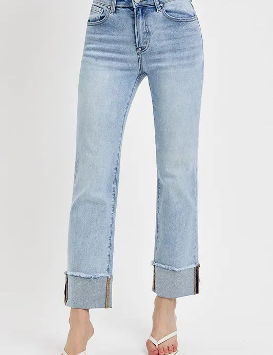 RISEN High Rise Straight Cuffed Relaxed Jeans on Simply Obsessed