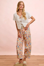 BIBI Washed Floral Printed Twill Barrel Pants **FALL DEBUT SALE** on Simply Obsessed