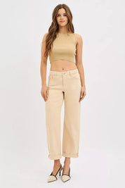 RISEN Tummy Control Mid Rise Ankle Barrel Relaxed Baggy on Simply Obsessed