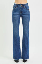 RISEN Full Size Mid Rise Bootcut Frayed Waistband Hem Detail Jeans Plus Size on Simply Obsessed