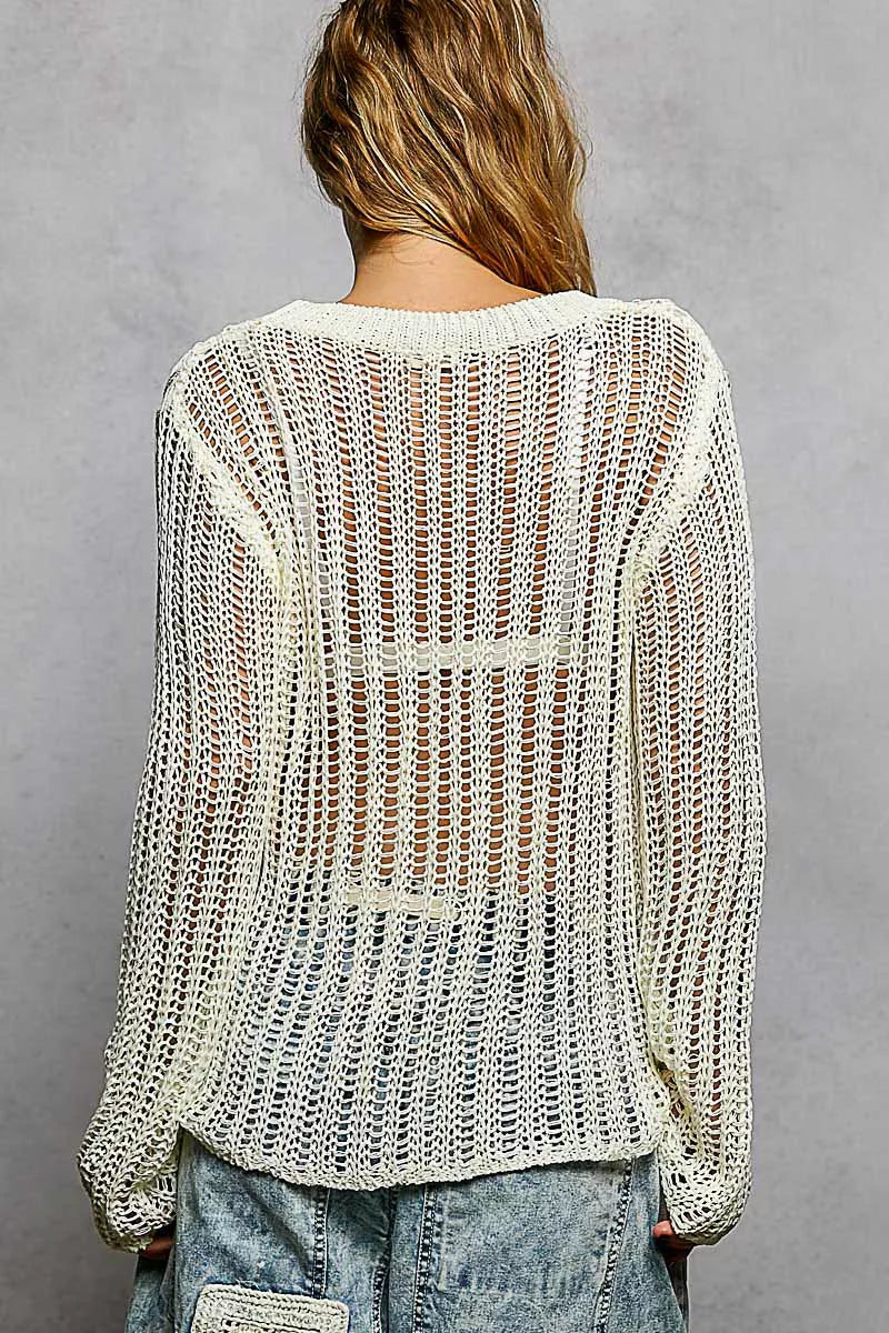 POL Openwork Round Neck Knit Cover Up on Simply Obsessed