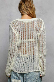 POL Openwork Round Neck Knit Cover Up on Simply Obsessed