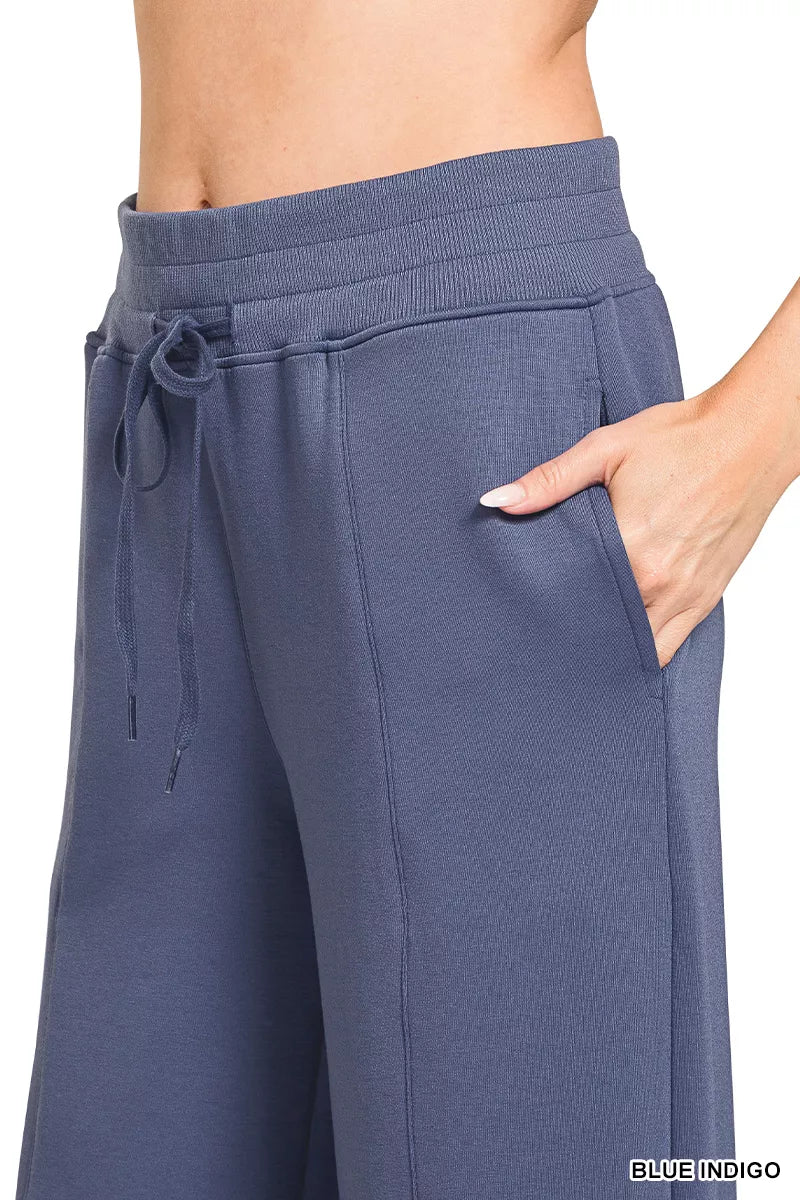 ZENANA Scuba Collared Pullover & Center Seam Pants Set on Simply Obsessed