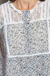 POL Printed Woven Lace Back Round Neck Sleeveless Top. **SALE** on Simply Obsessed