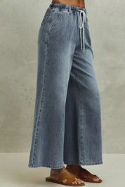 SO ME Mid Rise Elastic Waist Flare Denim Jeans on Simply Obsessed