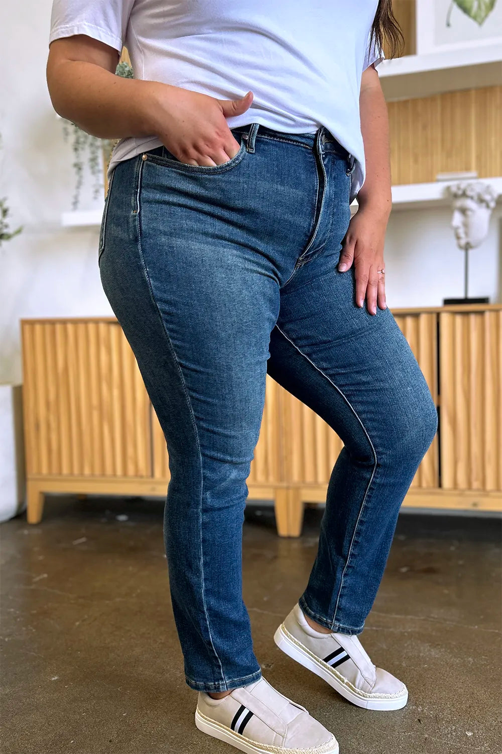 JUDY BLUE Full Size Tummy Control High Waist Slim Jeans on Simply Obsessed
