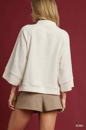 Umgee Textured Knit V-Neck Top on Simply Obsessed