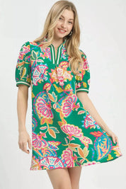 UMGEE Jacquard Paisley Print Puff Sleeve Tunic Dress **DEBUT SALE** on Simply Obsessed