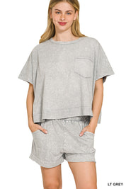 ZENANA Halo Snow Washed Boxy Top & Shorts Set on Simply Obsessed