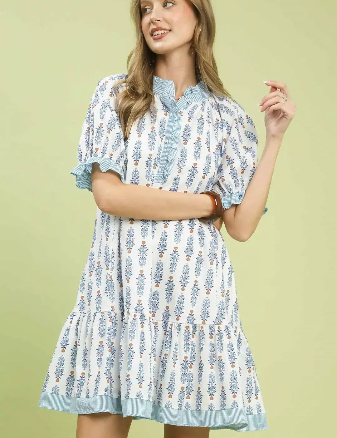 UMGEE Striped Trim Floral Tiered Mini Dress **DEBUT SALE** on Simply Obsessed