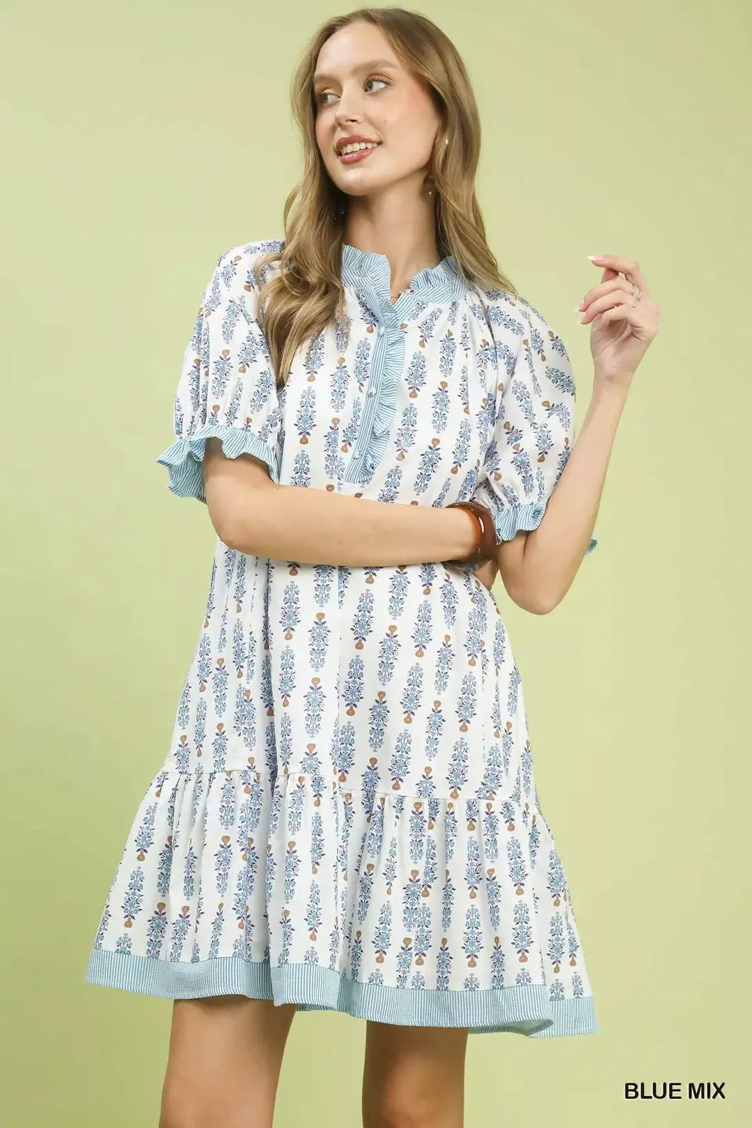 UMGEE Striped Trim Floral Tiered Mini Dress **DEBUT SALE** on Simply Obsessed