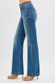 RISEN Full Size Tummy Control High Rise Bootcut Jeans with Double Button Waistband Plus Size on Simply Obsessed
