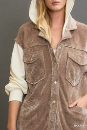 UMGEE Contrast Hooded Chenille Jacket on Simply Obsessed