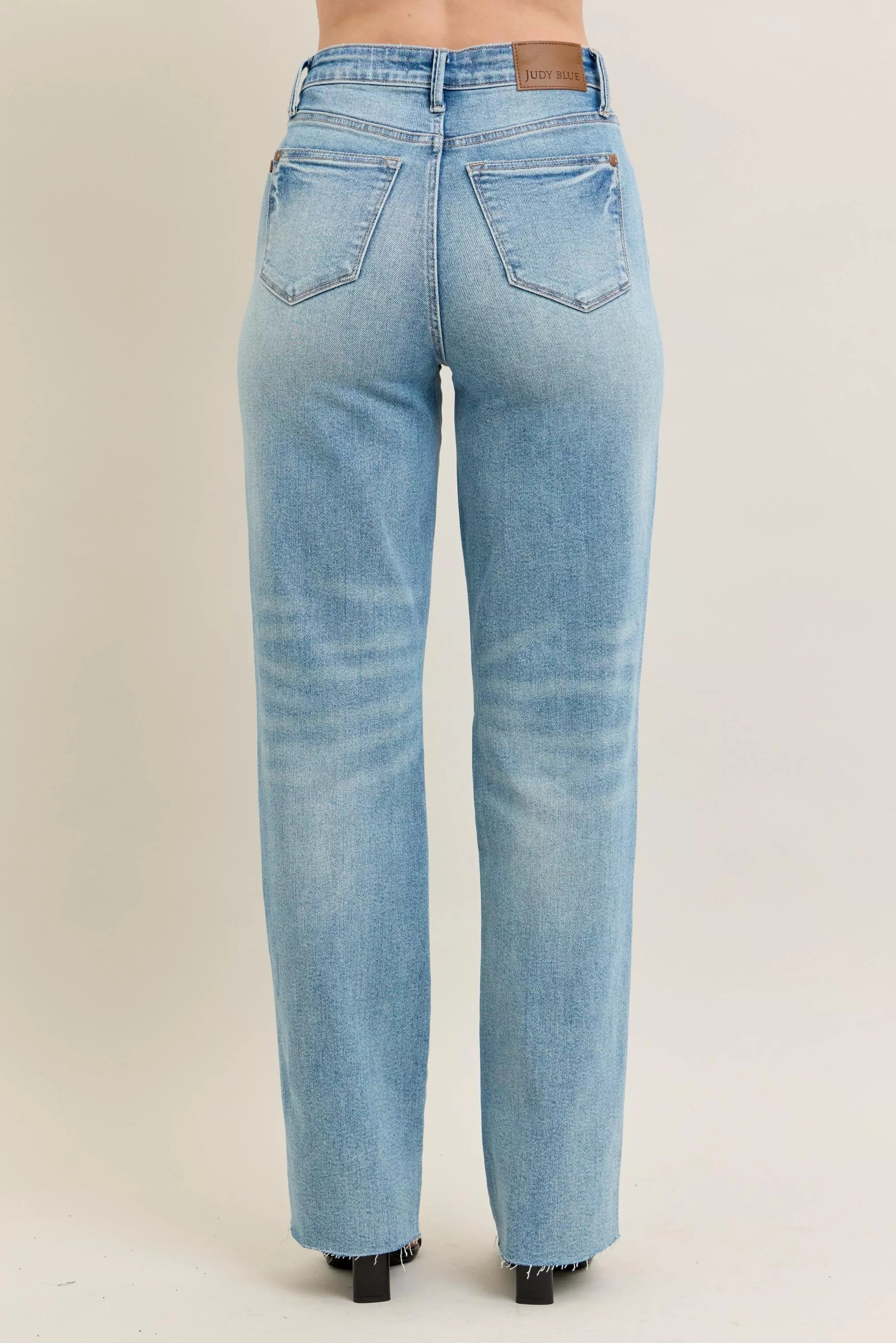 JUDY BLUE Full Size High Waist Rigid Magic Star Shaped Destroy 90's Straight Jeans Plus Size on Simply Obsessed