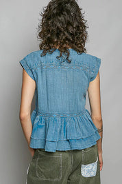 POL Eyelet Embroidery Pintuck Sleeveless Cotton Blouse on Simply Obsessed