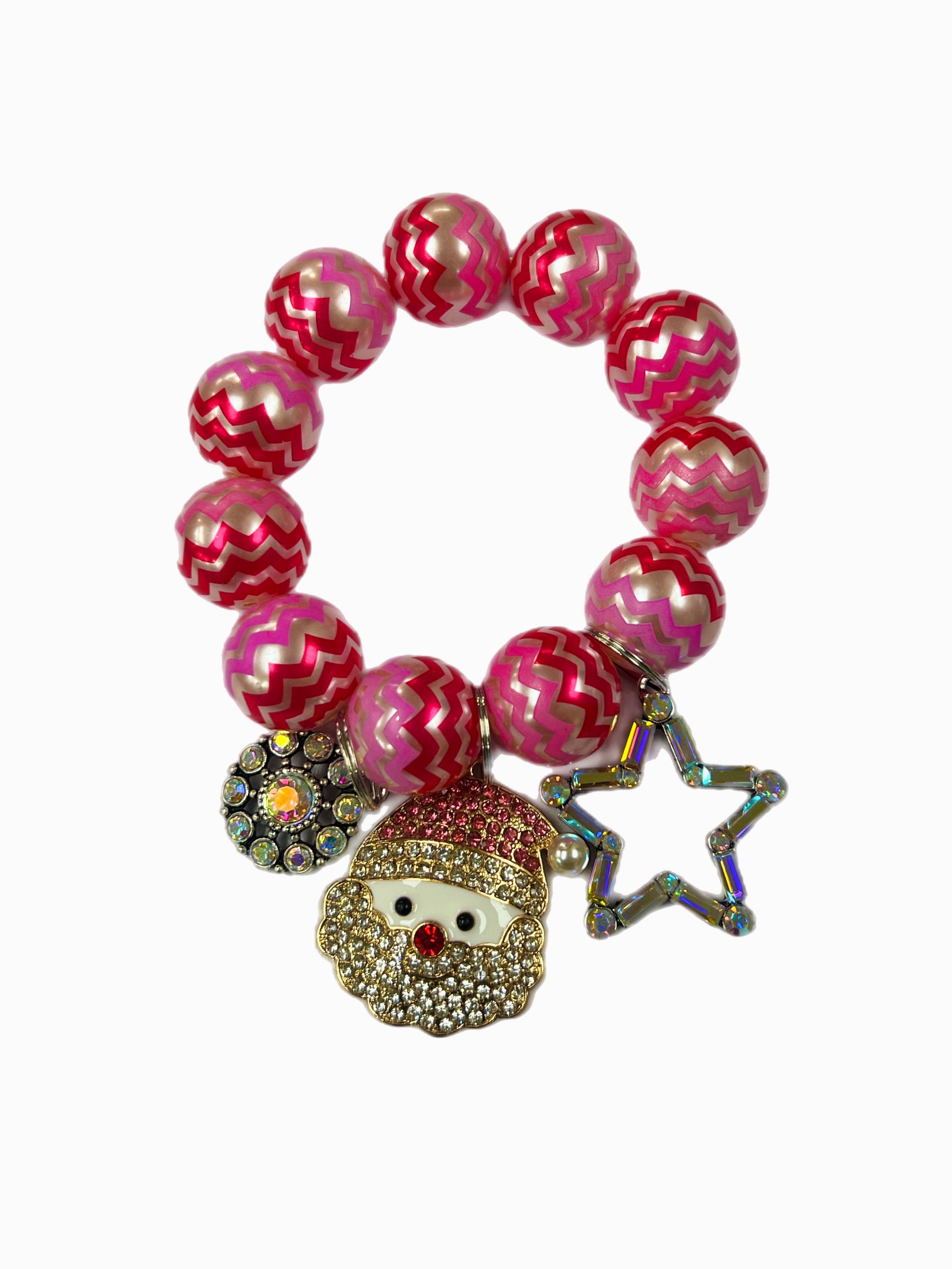 ATG Chevron Triple Charm Santa Stretch Bracelet