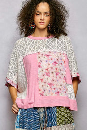 POL Floral Patchwork Lace Accent Blouse on Simply Obsessed