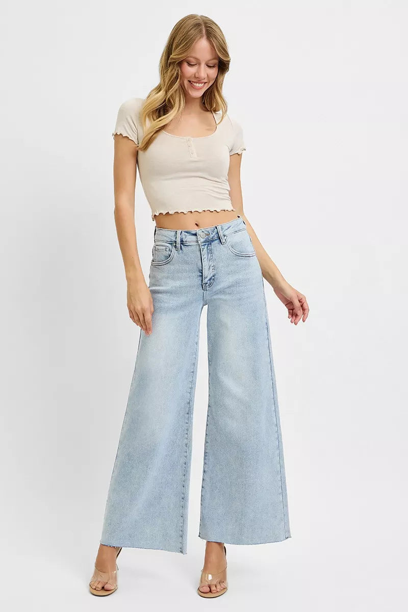 RISEN Full Size High Rise Ankle Wide Palazzo Jeans Plus Size on Simply Obsessed