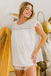 BIBI Ruffled Woven Top on Simply Obsessed
