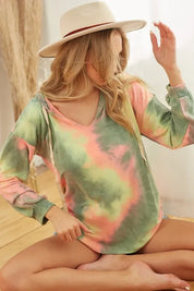 BiBi Tie Dye Terry Hoodie With Twill Tape Drawstring on Simply Obsessed