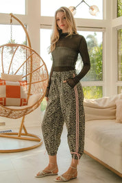 BIBI Leopard Prtins With Side Line Details Drawstrings on Simply Obsessed
