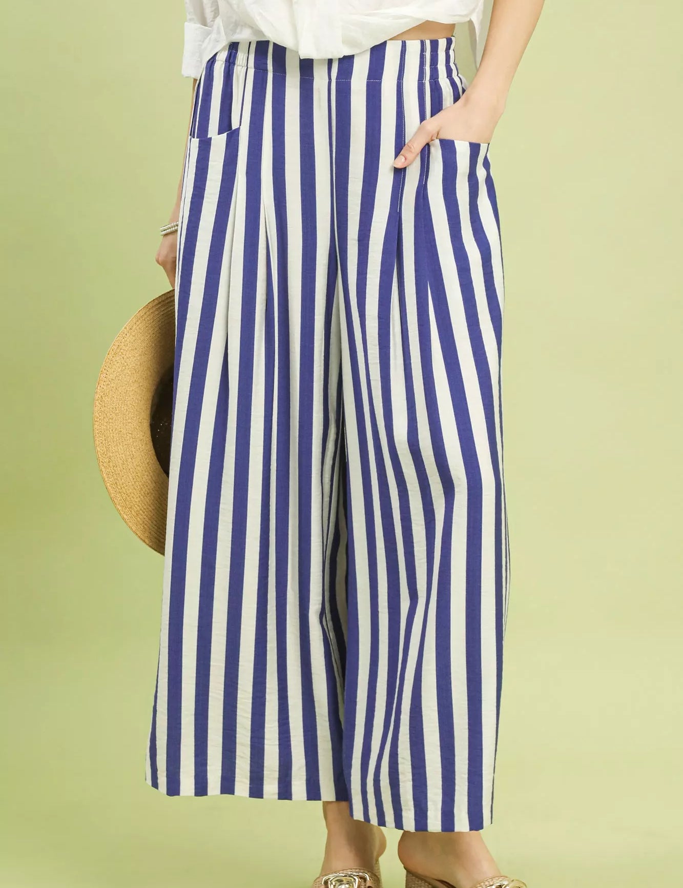 UMGEE Vertical Stripe Wide Leg Pants on Simply Obsessed