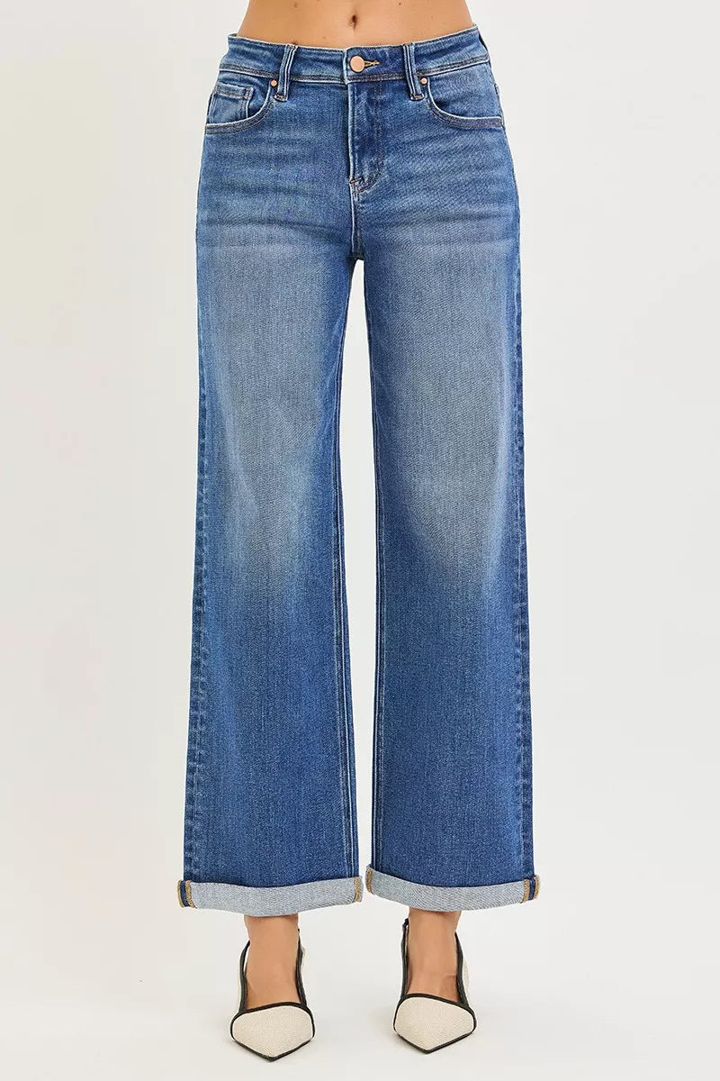RISEN Full Size High Rise Relaxed Fit Ankle Straight Cuff Jeans Plus Size on Simply Obsessed