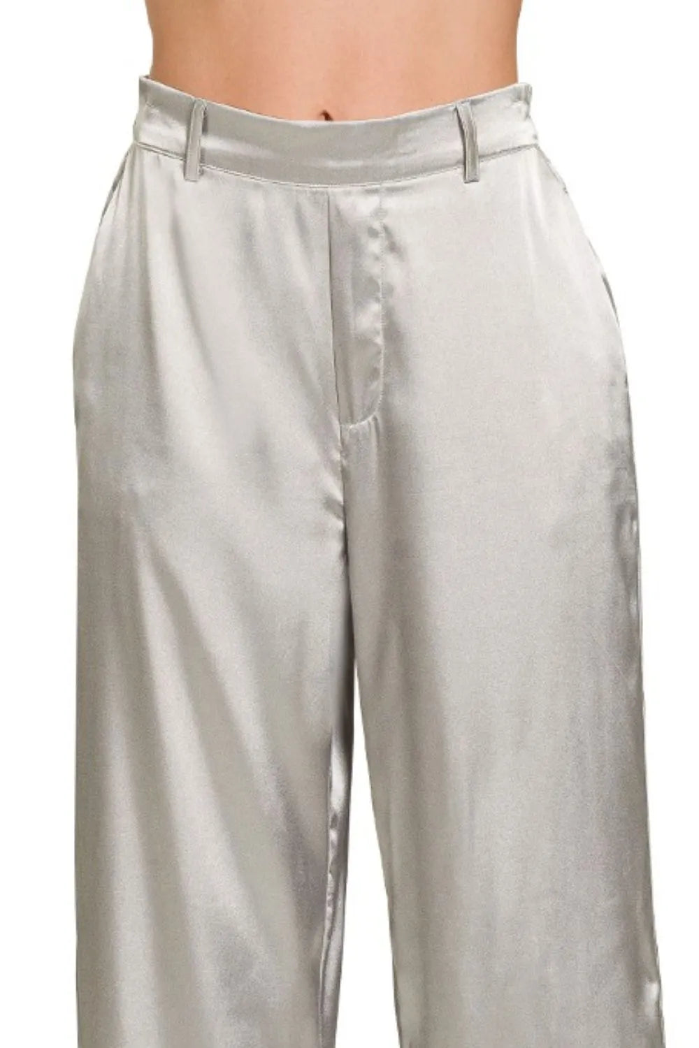 Zenana Wide-Leg Satin Pants on Simply Obsessed