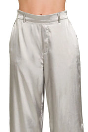 Zenana Wide-Leg Satin Pants on Simply Obsessed
