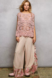 POL Openwork Round Neck Floral Crochet Tank on Simply Obsessed