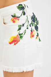 RISEN Tummy Control High Rise Flower Printed Shorts on Simply Obsessed