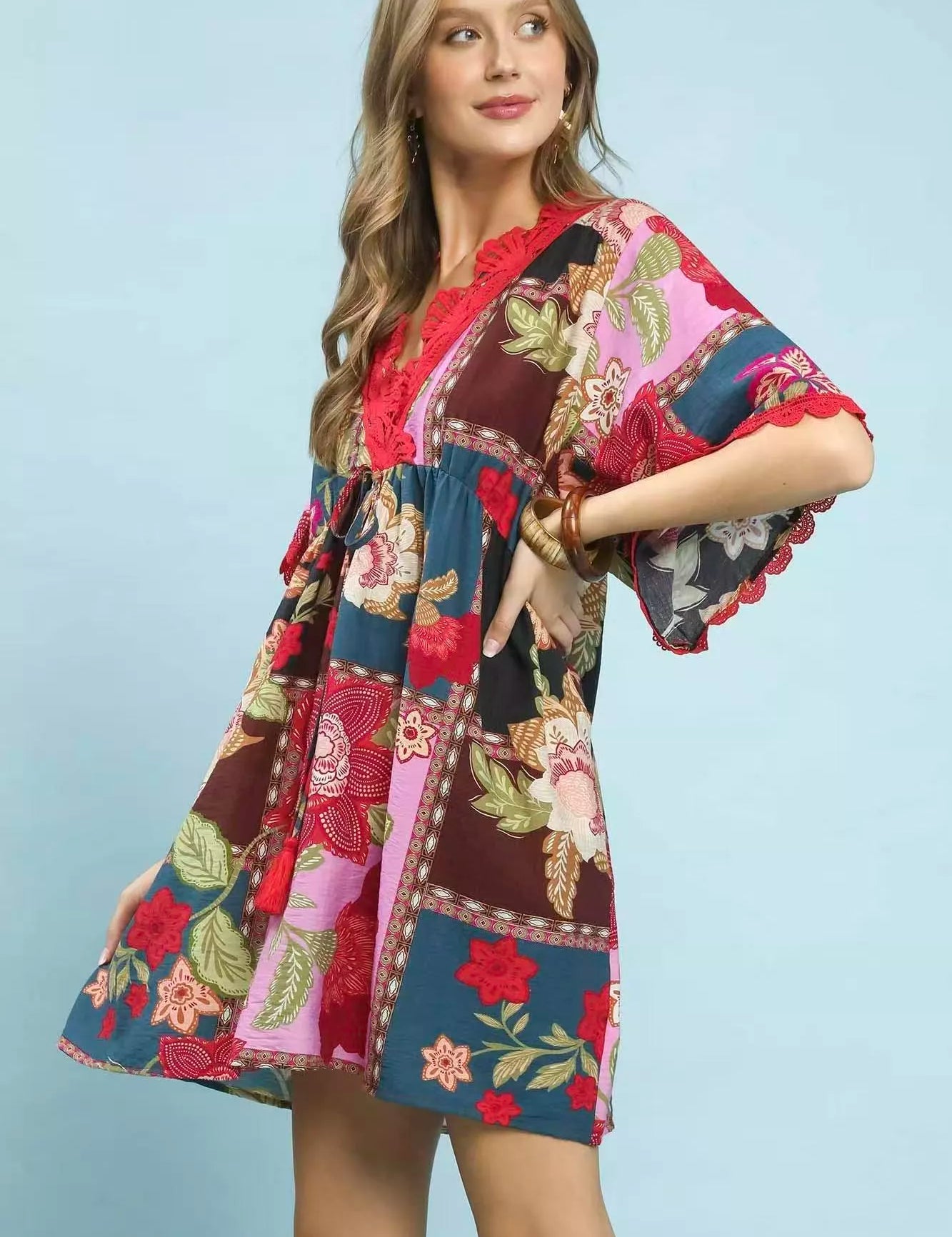 UMGEE Abstract Print V-Neck Mini Dress **FALL DEBUT SALE** on Simply Obsessed