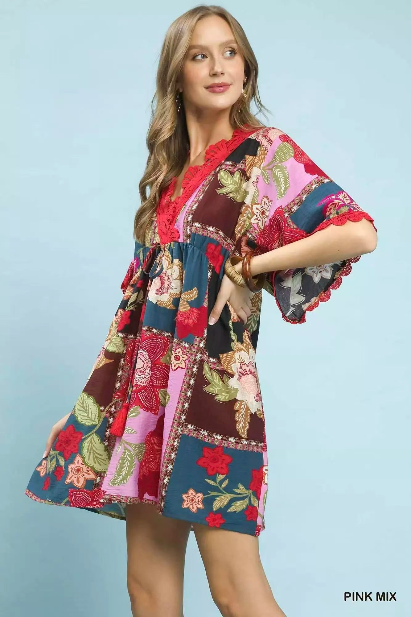 UMGEE Abstract Print V-Neck Mini Dress **FALL DEBUT SALE** on Simply Obsessed