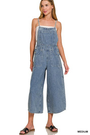 ZENANA Denim Medium Washed Wide Leg Overalls on Simply Obsessed