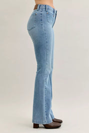 Judy Blue Full Size Mid Rise Bootcut Jeans with Contrast Wash & Front Patch Pockets Plus Size on Simply Obsessed