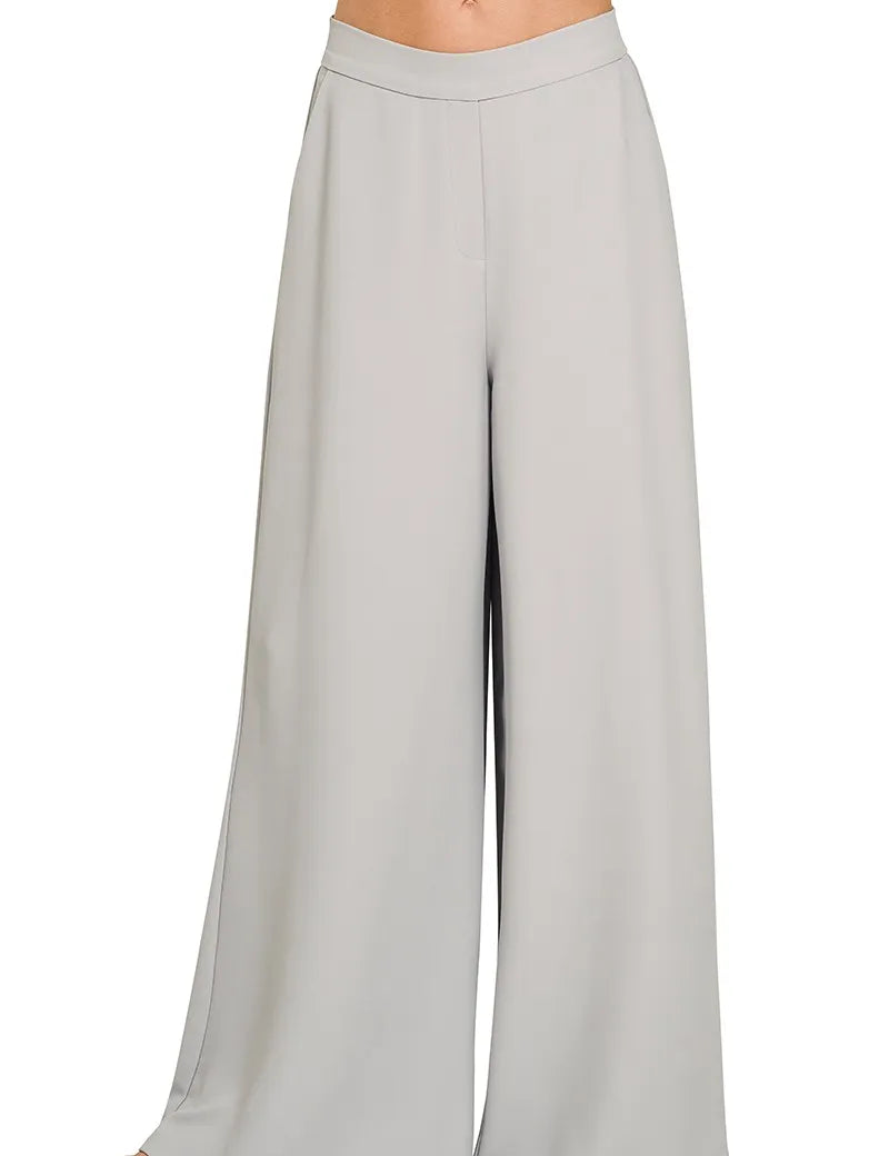 Zenana Relaxed Fit Elastic Waisted Wide Leg Pants on Simply Obsessed