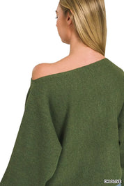ZENANA Boat Neck Balloon Sleeve Sweater on Simply Obsessed