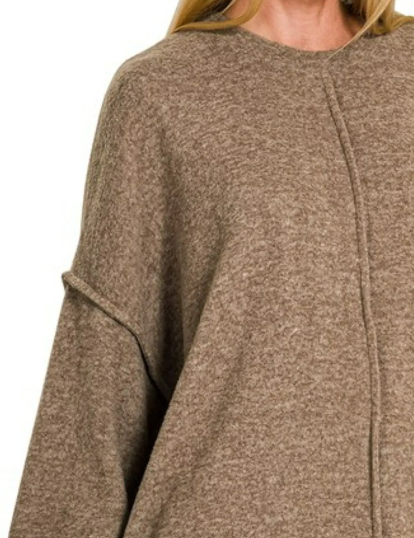 ZENANA Brushed Melange Hacci Oversized Sweater on Simply Obsessed