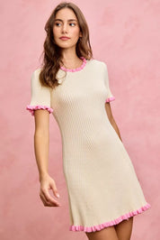 SO ME Contrast Ruffled Sweater Knit Mini Dress on Simply Obsessed