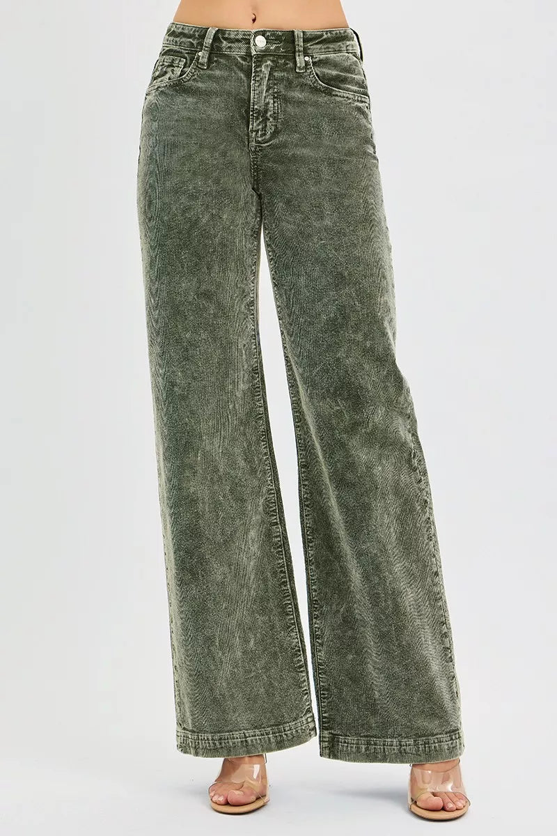 RISEN Full Size High Rise Wide Leg Corduroy Jeans Plus Size on Simply Obsessed