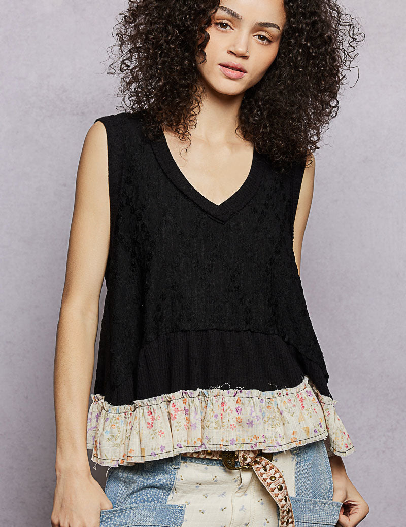 POL Floral Print V-Neck Textured Tank **SALE** on Simply Obsessed