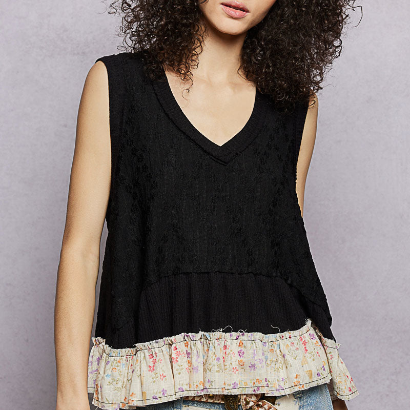 POL Floral Print V-Neck Textured Tank **SALE** on Simply Obsessed