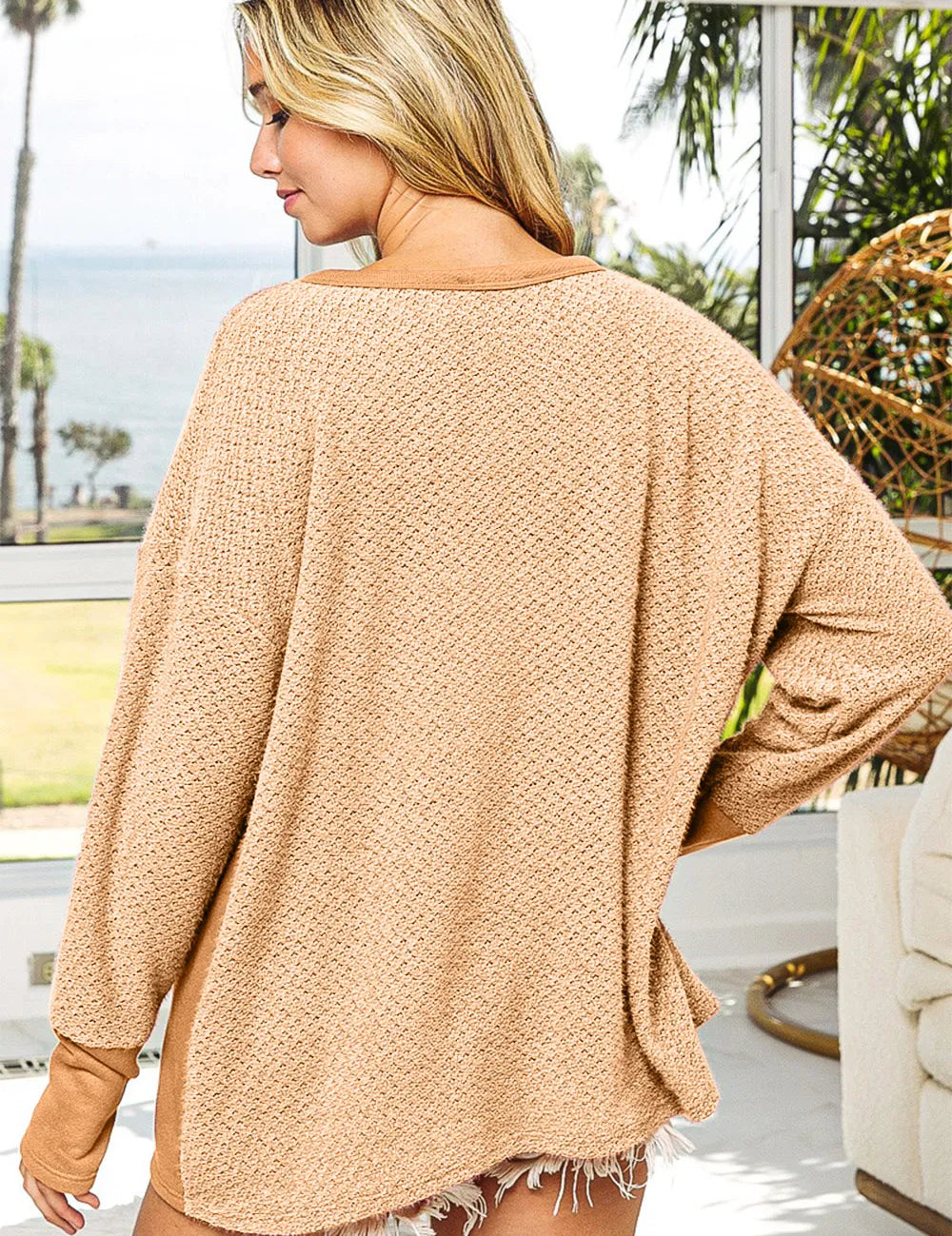BiBi Thumb Opening Long Sleeve Top with Kangaroo Pocket. **FALL DEBUT SALE** on Simply Obsessed