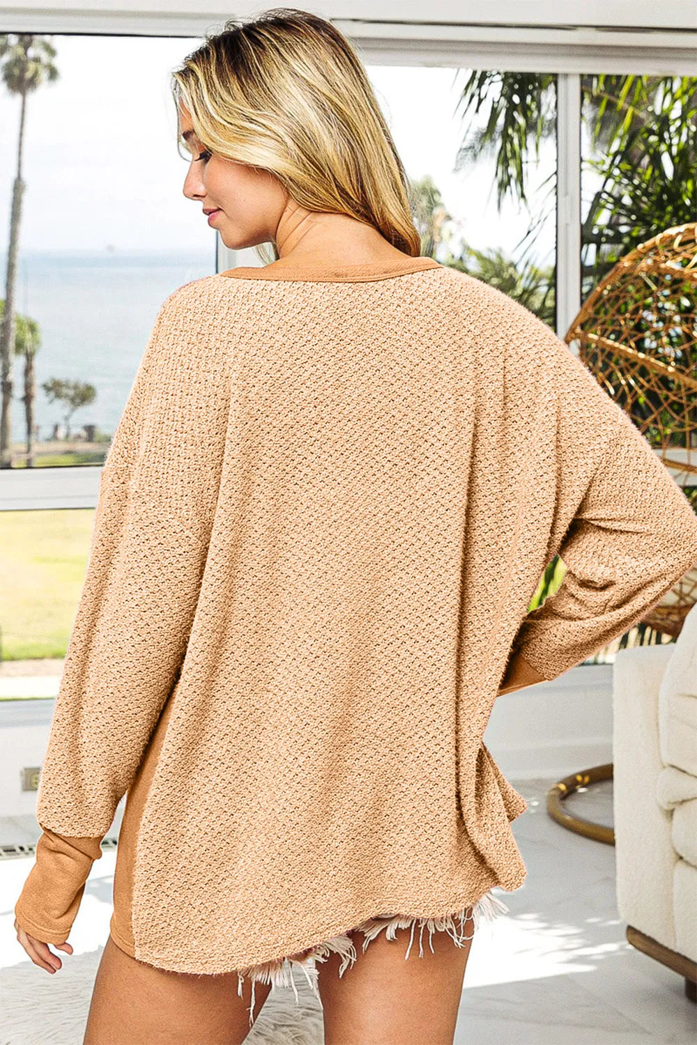 BiBi Thumb Opening Long Sleeve Top with Kangaroo Pocket. **FALL DEBUT SALE** on Simply Obsessed